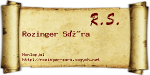 Rozinger Sára névjegykártya